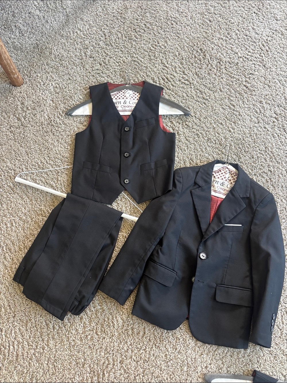 Amazon Boys Black 3-Piece Suit with Red Lining - Blazer, Vest & Pants